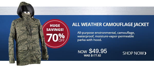 70% Off All-Weather Camouflage Jacket